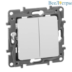 Переключатель двухклавишный Legrand Etika 10A 250V белый 672212