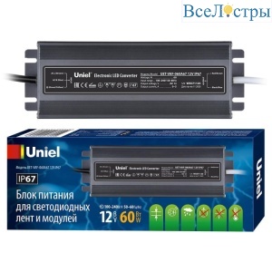 Блок питания Uniel 12V 60W IP67 5A UET-VAF-060A67 12V IP67 UL-00007575