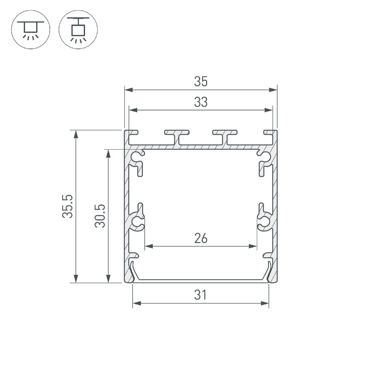алюминиевый профиль arlight line-s-3535-2000 white 041834