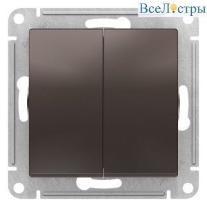 Выключатель двухклавишный проходной Schneider Electric Atlas Design ATN000665