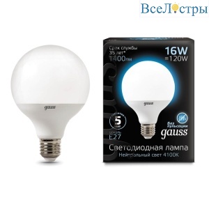 Лампа светодиодная Gauss E27 16W 4100K матовая 105102216