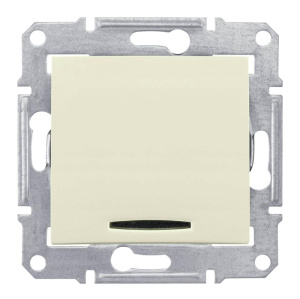 Выключатель одноклавишный 2P с красной подсветкой Schneider Electric Sedna 10A 250V SDN0201147