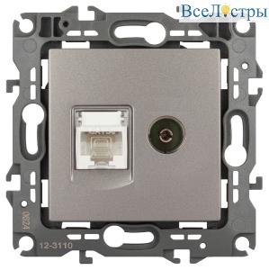 Розетка комбинированная RJ45+TV Эра 12-3110-16 Б0065646
