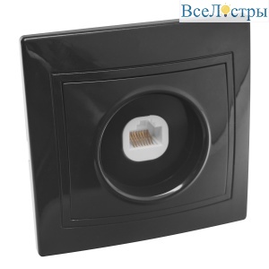 Розетка компьютерная RJ45 скрытой установки IP20, черная "Дельта" General 477330