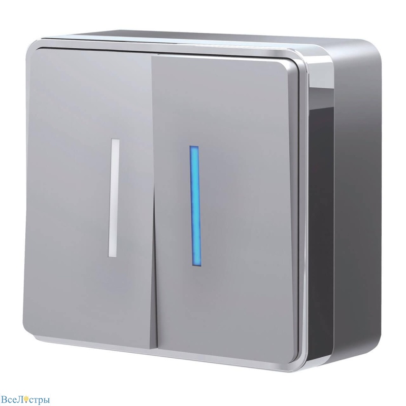 выключатель двухклавишный с подсветкой werkel gallant серебряный w5020106 4690389167119