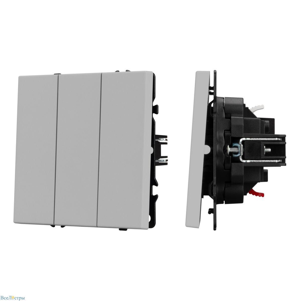 механизм выключателя трехклавишный непроходной arlight swt-nobe-mk03-sfpl-is (230v, 10a) (никель) 061800