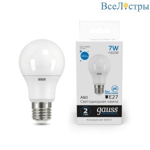 Лампа светодиодная Gauss E27 7W 6500K матовая 23237A