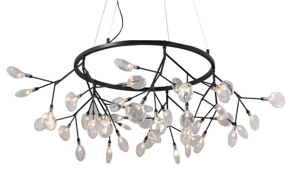 подвесная светодиодная люстра crystal lux evita sp45 d black/transparent