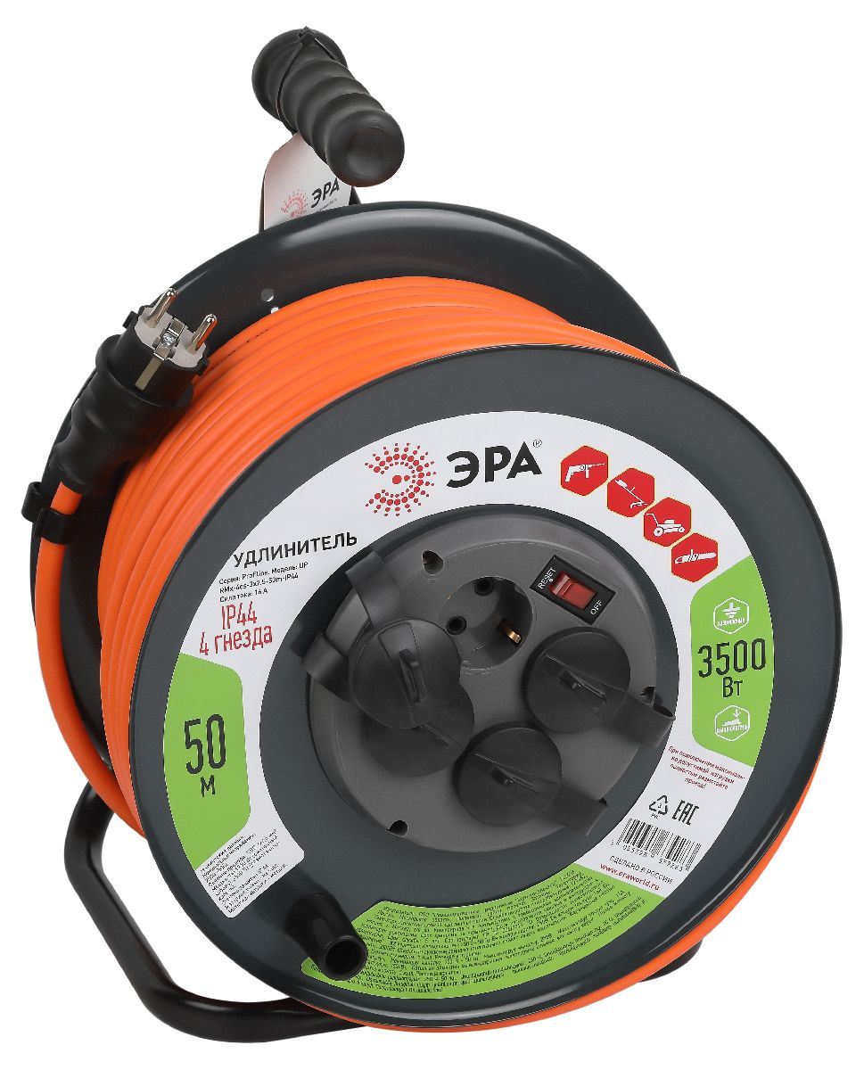 удлинитель силовой эра rmx-4es-3x2.5-50m-ip44 б0052922