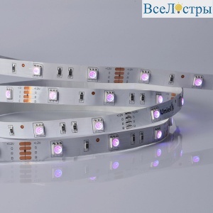 Светодиодная лента Uniel ULS-M22-5050-30LED/m-10mm-IP20-DC12V-7,2W/m-5M-RGB PROFI катушка в герметичной упаковке