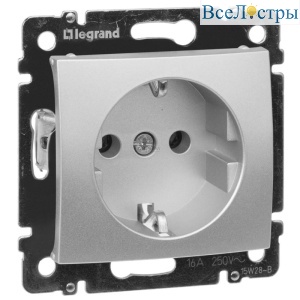 Розетка 2К+3 Legrand Valena 16A 250V с/з винтовой зажим алюминий 770120