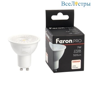 Лампа светодиодная Feron GU10 7W 2700K матовая LB-1607 38182