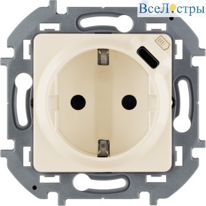 Розетка с/з с USB тип C со шторками Legrand Inspiria 673771
