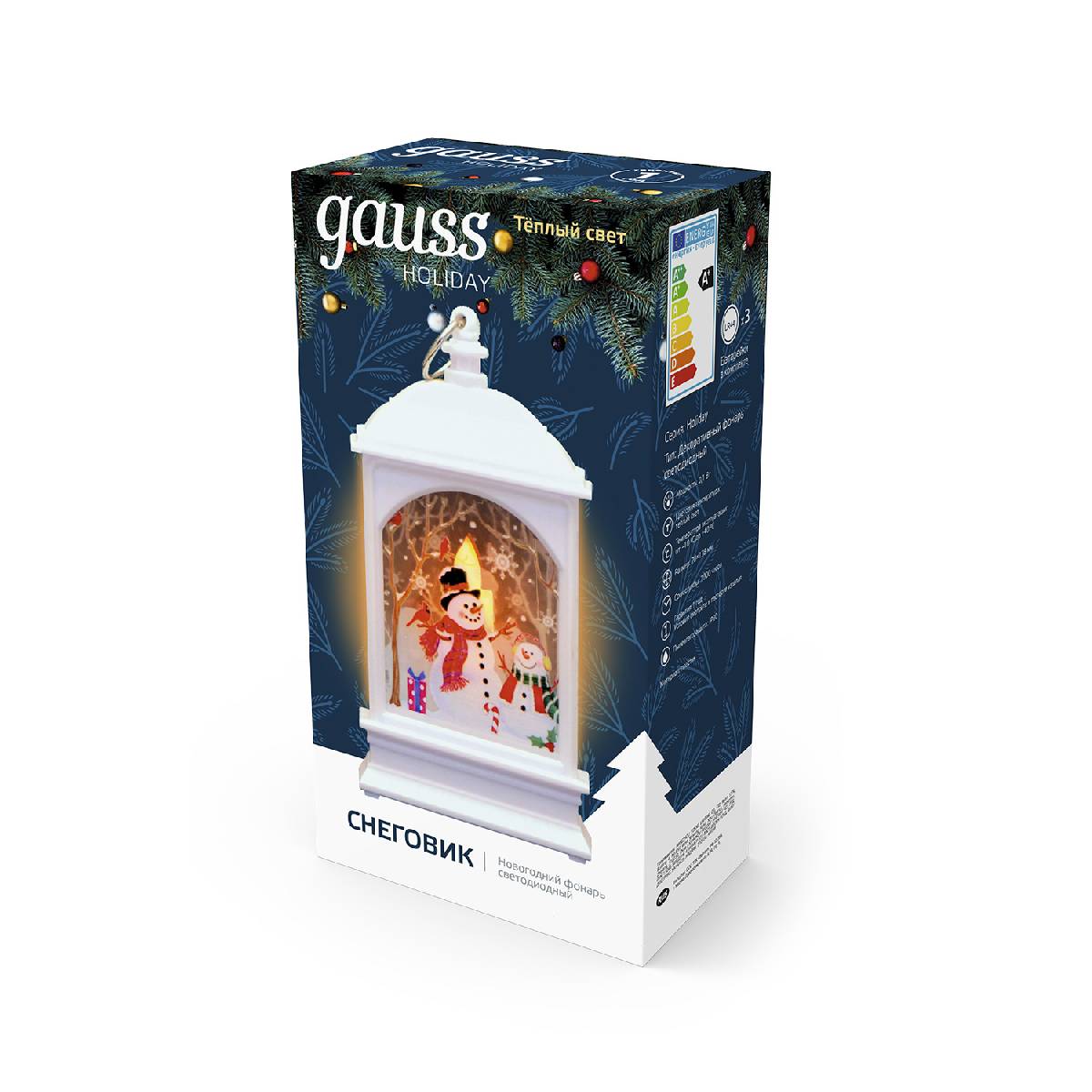 светодиодный фонарь снеговик gauss holiday hl030