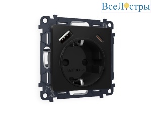 Комплект механизма розетки 2USB A+C 20W (быстрая зарядка) с/з Ambrella Volt Alfa MA810010