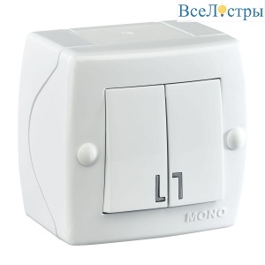 Выключатель Mono Electric Octans IP20 двухклавишный белый 104-010101-102