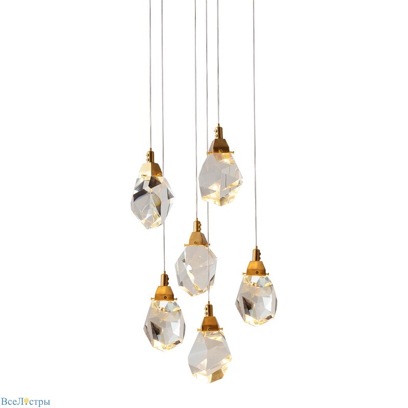 подвесной светильник delight collection crystal rock ii 9701p/6r brass