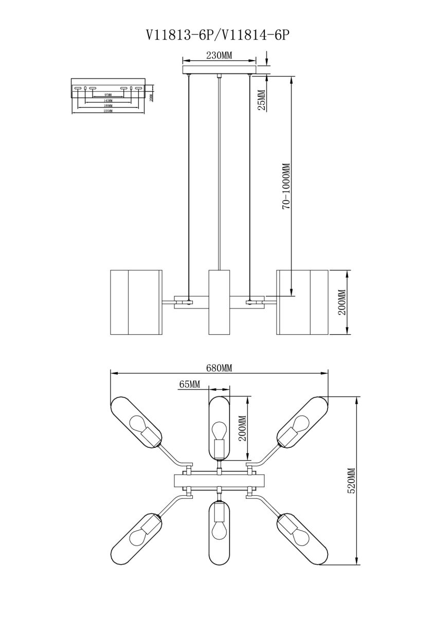 подвесная люстра moderli metalicana v11814-6p
