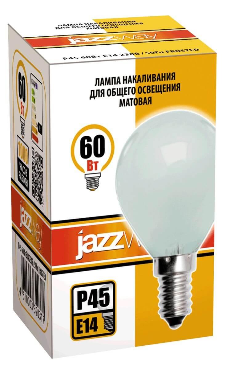 лампа накаливания jazzway e14 60w 2700k матовая 3320317