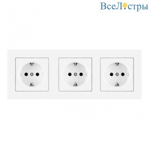 Розетка тройная (трехпостовая) с/з и шторками Arte Milano SET06-3-40-1x3 white
