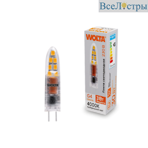 Светодиодная лампа WOLTA 3Вт 4000K G4 матовая WSTD-JC-220V3W4KG4-P