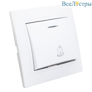Выключатель кнопка звонковая с подсветкой скрытой установки 6А IP20, белая (керамика) "Дельта" Gener 477213