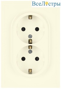 Розетка Эра Galaxy 15-2104-02 с заземлением двойная 2X2P+E Schuko 16А-250В IP20 слоновая кость Б0070679