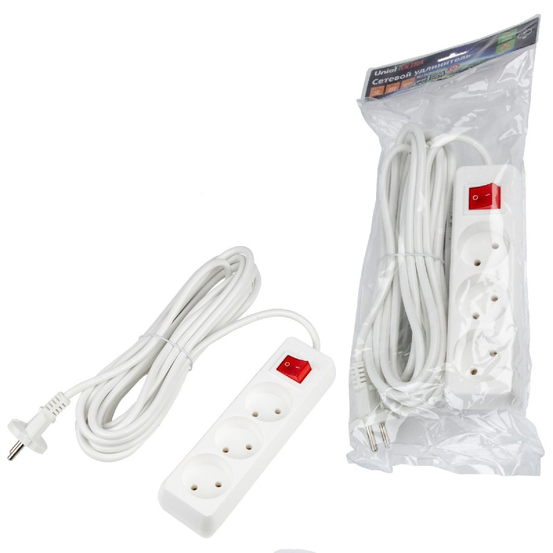 удлинитель бытовой uniel ultra s-cu3-7b white ul-00009997
