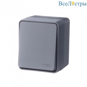 Выключатель 1-клавишный 10 АХ Systeme Electric AtlasDesign Profi54 Наруж Антрацит ATN544011