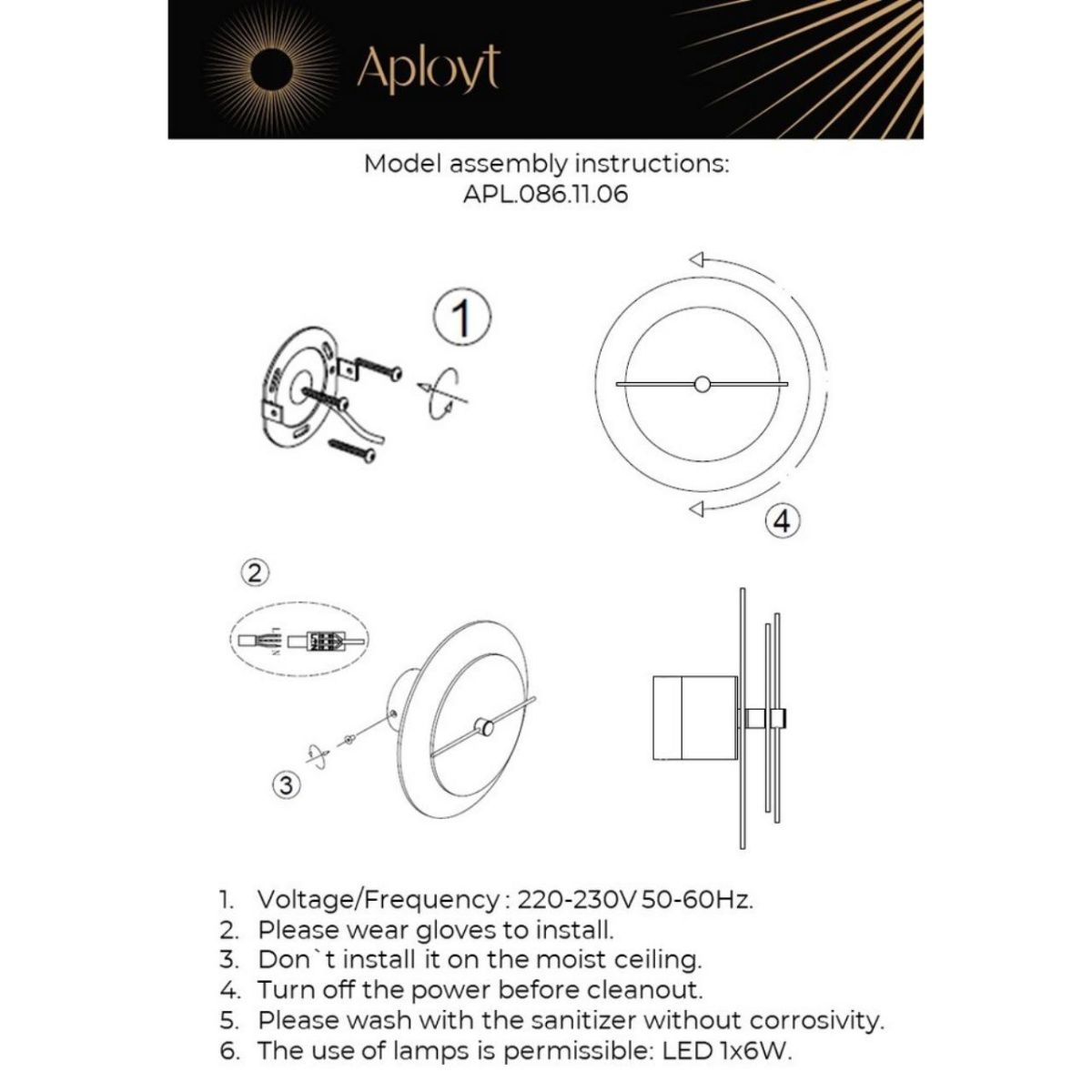настенный светильник aployt pola apl.086.11.06