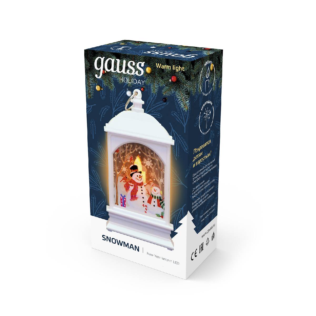 светодиодный фонарь снеговик gauss holiday hl030