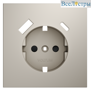 Накладка для розетки с заземлением и защитными шторками, с USB A+C Voltum S70 (кашемир) VLS001003