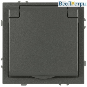 Розетка Эра Galaxy 15-2103-06 c заземлением 2P+E Schuko со шторками с крышкой 16А-250В IP20 графит Б0070668