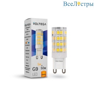 Лампа светодиодная Voltega G9 5W 3000К прозрачная VG9-K3G9warm5W 7185