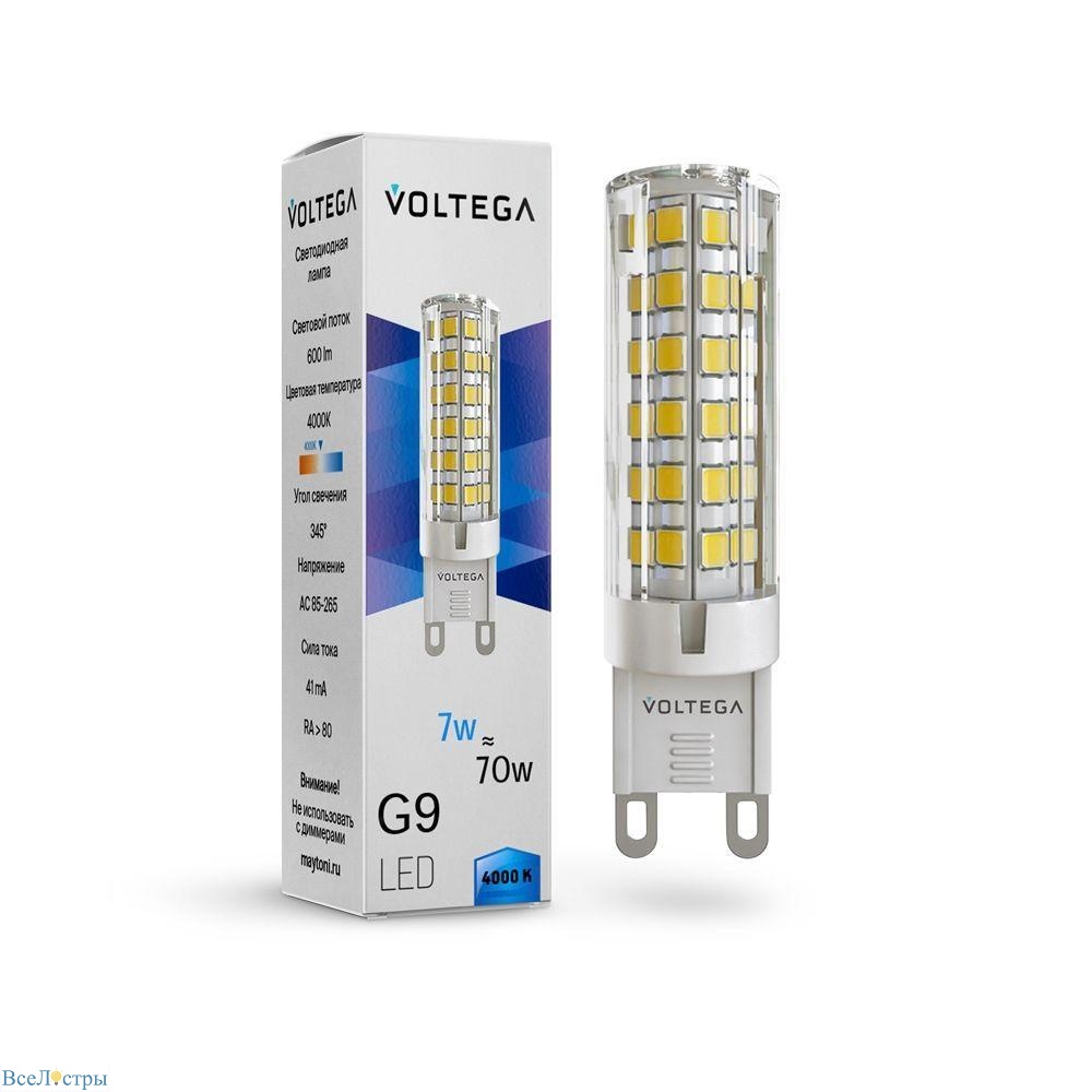 лампа светодиодная voltega g9 7w 4000к прозрачная vg9-k3g9cold7w 7188