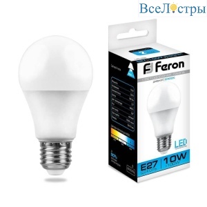 Лампа светодиодная Feron E27 10W 6400K Шар Матовая LB-92 Шар 25459