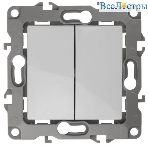 Выключатель двухклавишный ЭРА 12 10AX 250V 12-1104-01 Б0014645