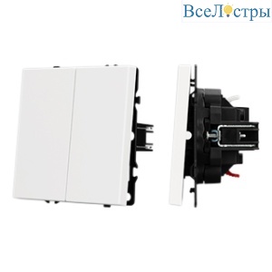 Механизм звонкового выключателя двухклавишный Arlight SWT-NOBE-MKR2-SFPL-WH (230V, 10A) (Белый кварц) 061741