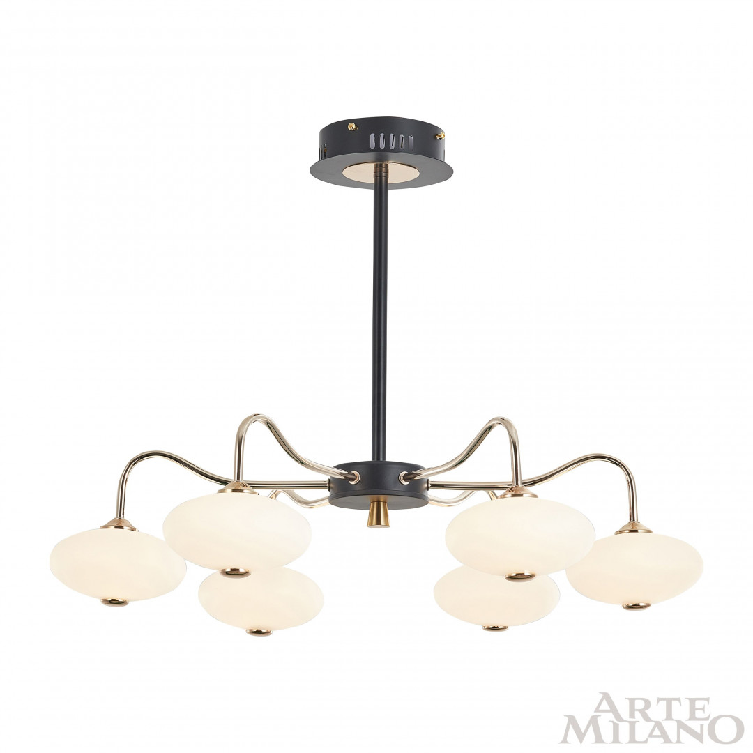 люстра на штанге arte milano neapolis 273908/6 bk/gd