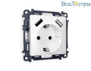 Комплект механизма розетки 2USB A+A 18W (быстрая зарядка) с/з Ambrella Volt Alfa MA129010