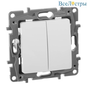 Выключатель двухклавишный Legrand Etika 10A 250V белый 672202