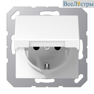Розетка 2K+З cо шторками и крышкой Jung A1520KIKLWW