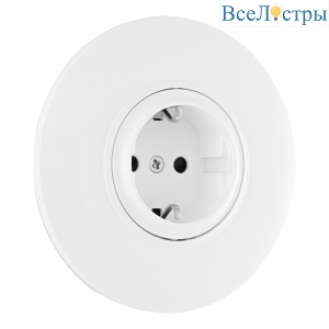 Розетка круглая с/з и шторками и рамкой Arte Milano SET08-1-40-1 white