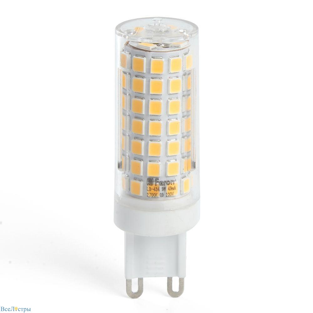 лампа светодиодная feron g9 9w 6400k прозрачная lb-434 38148
