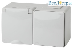 Блок розетка + выключатель Эра 11-7601-03 Б0035993