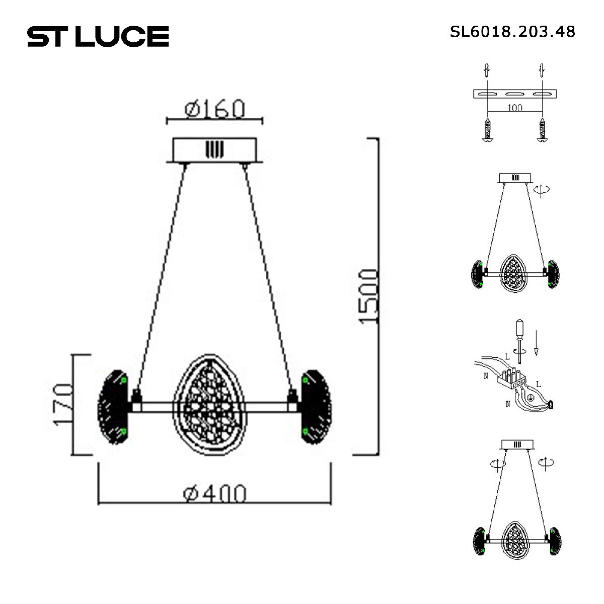 подвесная люстра st luce enigma sl6018.203.48