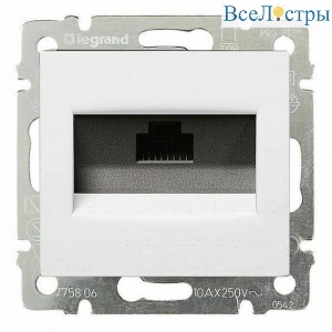 Розетка компьютерная RJ45 Legrand Valena 5e кат UTP с захватами белая 774230