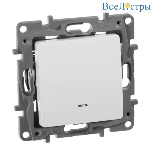 Переключатель одноклавишный Legrand Etika с подсветкой 10A 250V белый 672215