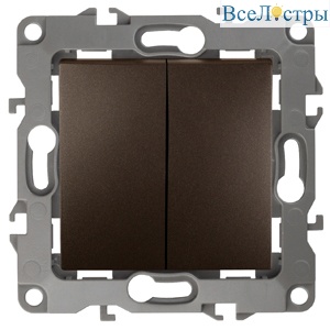 Выключатель двойной Эра 12-1004-13 10АХ-250В, IP20, без м.лапок