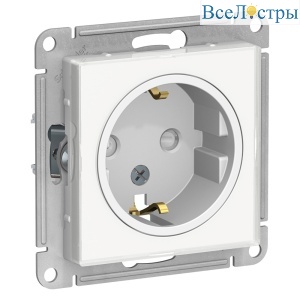Розетка с/з со шторками Systeme Electric AtlasDesign Art Бел ATN200145